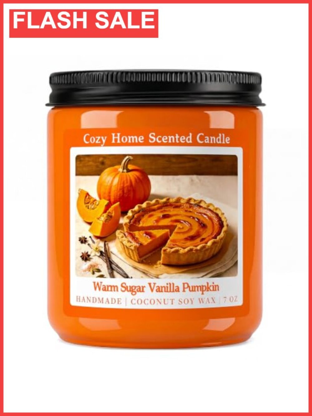 Vanilla Pumpkin Scented Candle 7oz Natural Coconut Soy Wax Fall Decor